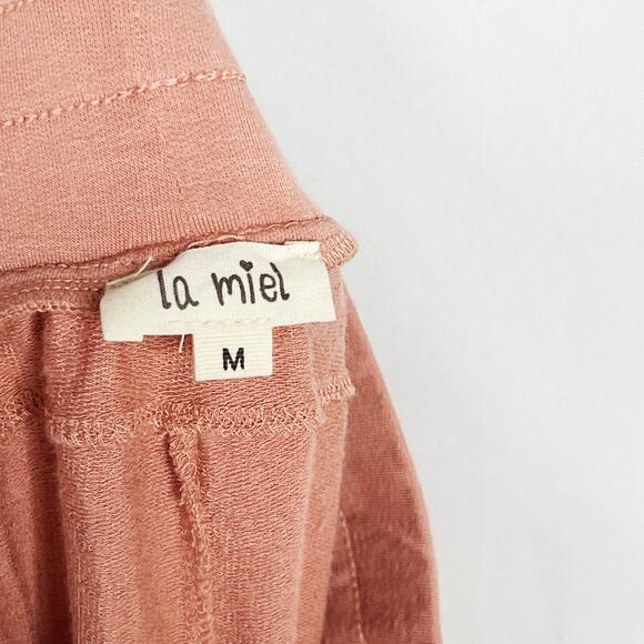 La Miel Poppy Drawstring Sweat Pants Lounge Medium M Pockets Lisle Stretch - Picture 8 of 10